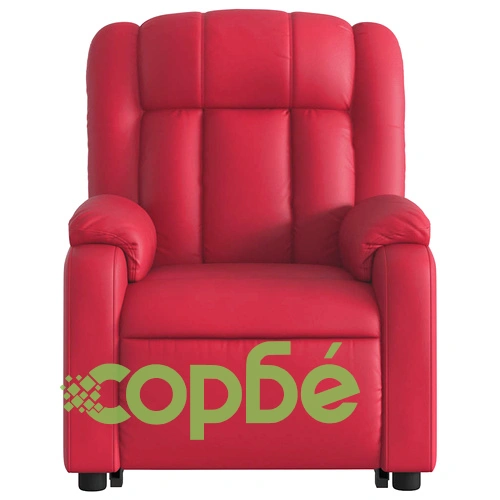 Електрически изправящ реклайнер стол с функция за повдигане, червен, изкуствена кожа ➤ топ цена ➤ sorbe.bg