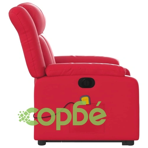 Електрически изправящ масажен реклайнер стол, червен, еко кожа ➤ топ цена ➤ sorbe.bg