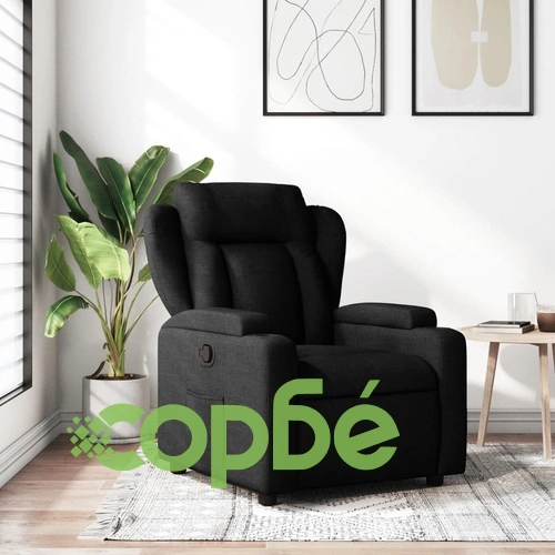 Фотьойл с регулируема облегалка, черен плат, 77 x 94,5 x 100 см ➤ топ цена ➤ sorbe.bg