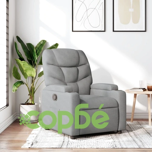 Фотьойл с регулируема облегалка от плат, светлосив, 74 x 89 x 100 см ➤ топ цена ➤ sorbe.bg