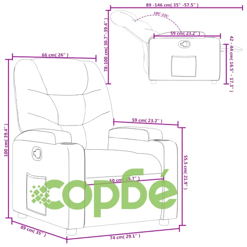 Фотьойл с регулируема облегалка от плат, светлосив, 74 x 89 x 100 см ➤ топ цена ➤ sorbe.bg