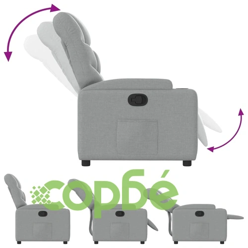 Фотьойл с регулируема облегалка от плат, светлосив, 74 x 89 x 100 см ➤ топ цена ➤ sorbe.bg