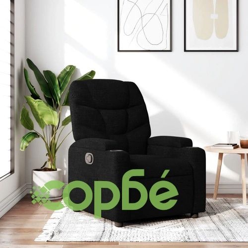 Фотьойл с регулируема облегалка от черен плат, 74 x 89 x 100 см ➤ топ цена ➤ sorbe.bg