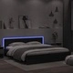 Рамка за легло с горна табла и LED осветление, 200x200 см, черна