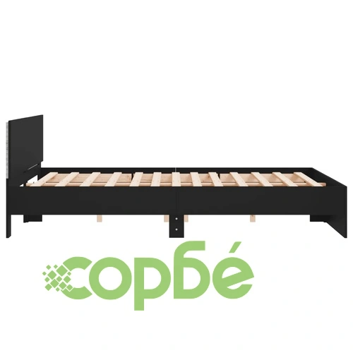 Рамка за легло с горна табла и LED осветление, 200x200 см, черна ➤ топ цена ➤ sorbe.bg