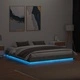 Рамка за легло с LED осветление, бетонно сиво, 180x200 см, инженерно дърво