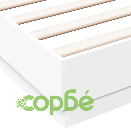 Рамка за легло с LED осветление, инженерно дърво, бяло, 120x200 см ➤ топ цена ➤ sorbe.bg