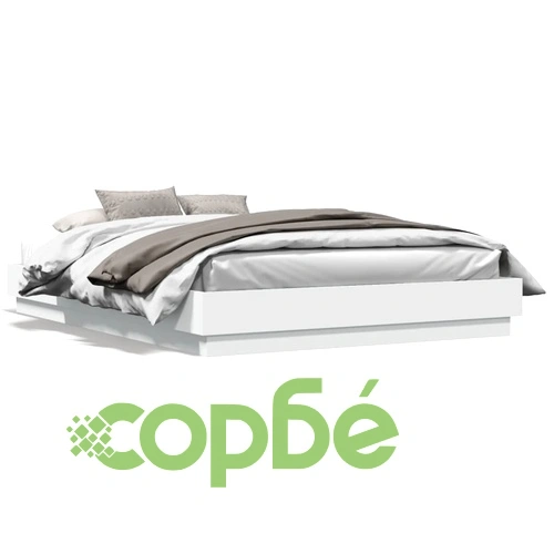 Рамка за легло с LED осветление, инженерно дърво, бяло, 120x200 см ➤ топ цена ➤ sorbe.bg