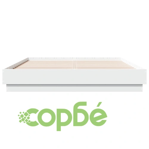 Рамка за легло с LED осветление, инженерно дърво, бяло, 120x200 см ➤ топ цена ➤ sorbe.bg