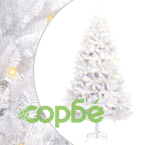 Изкуствена коледна елха 210 см с 300 LED лампички, PVC и стомана ➤ топ цена ➤ sorbe.bg