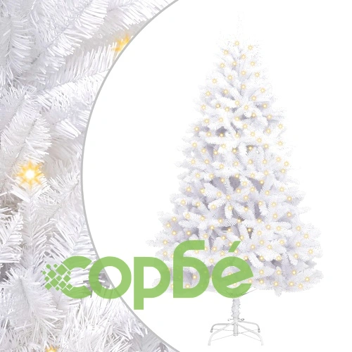 Изкуствена коледна елха 240 см, 300 LED лампички, PVC и метал ➤ топ цена ➤ sorbe.bg