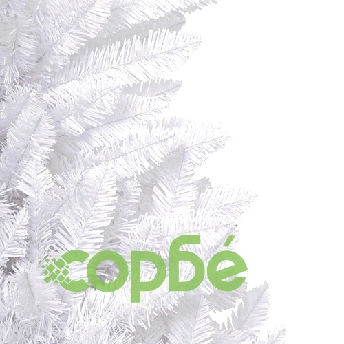 Изкуствена коледна елха 210 см, PVC и стомана, бяла, с LED светлини ➤ топ цена ➤ sorbe.bg