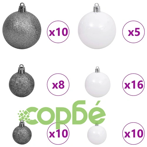 Изкуствена коледна елха 240 см, PVC и стомана, бяла, с LED осветление ➤ топ цена ➤ sorbe.bg