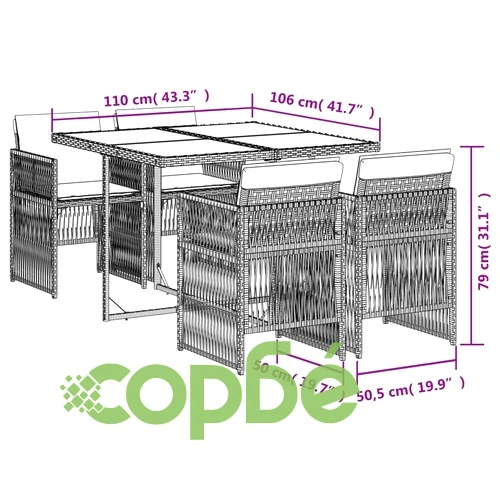 Градински комплект от полиратан, 5 части, с възглавници, бежов ➤ топ цена ➤ sorbe.bg
