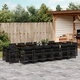Градински комплект от PE ратан 17 части с възглавници черен 330x106 см