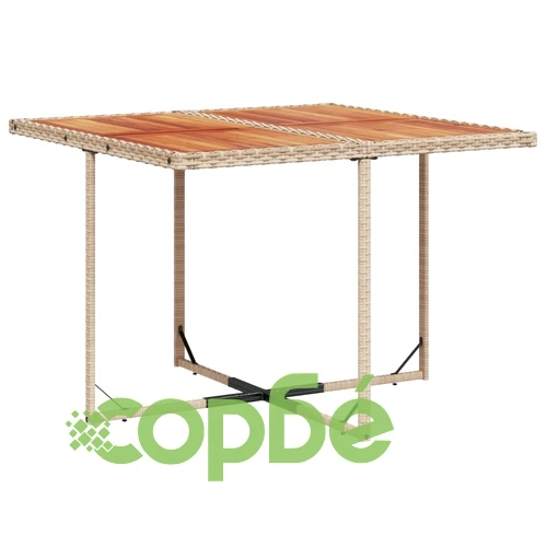 Градински комплект от 5 части с възглавници, бежов полиратан, акациев плот ➤ топ цена ➤ sorbe.bg