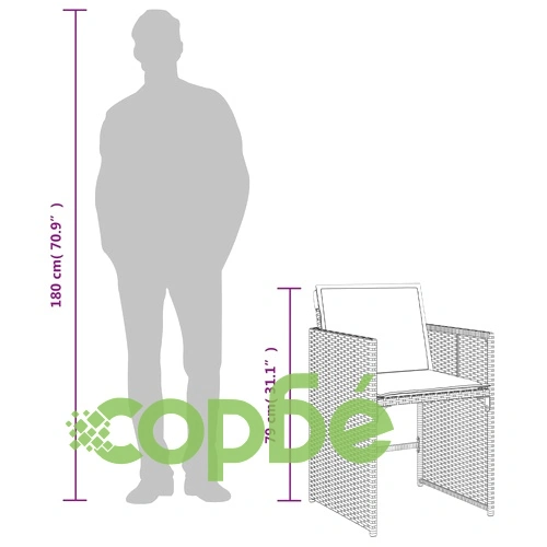 Градински комплект с възглавници, 11 части, бежов полиратан ➤ топ цена ➤ sorbe.bg