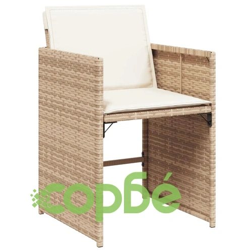 Градински комплект с възглавници, 11 части, бежов полиратан ➤ топ цена ➤ sorbe.bg