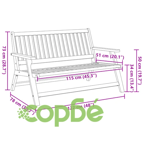 Градински комплект от 3 части - 2 стола и маса от масивна акация ➤ топ цена ➤ sorbe.bg