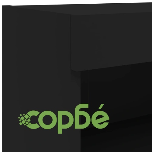 Комплект ТВ стенни шкафове, 7 части, инженерно дърво, с LED осветление, черен ➤ топ цена ➤ sorbe.bg