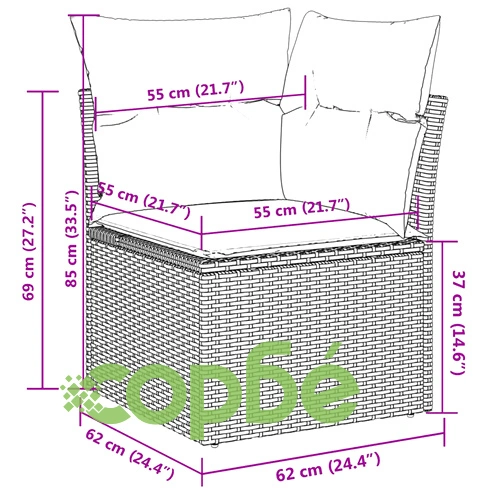 Градински комплект мебели 8 части с възглавници, кафяв полиратан ➤ топ цена ➤ sorbe.bg