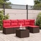 Градински комплект 6 части с възглавници от полиратан, кафяв