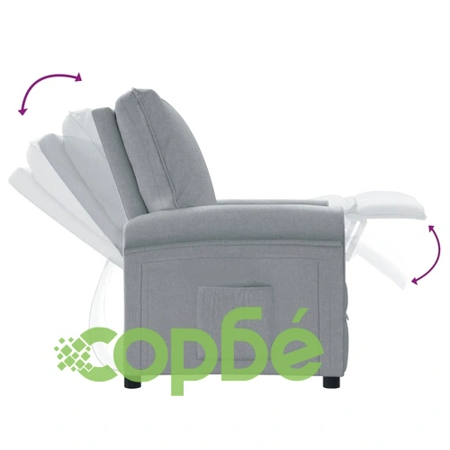 Реклайнер стол с 3 позиции, светлосив текстил, 70x90x98 см ➤ топ цена ➤ sorbe.bg