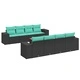 Градински комплект диван с възглавници 9 части от черен полиратан