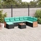 Градински градински комплект от 9 части с възглавници, черен полиратан, 62 x 62 x 69 см