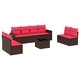 Градински диван комплект 9 части с възглавници кафяв полиратан