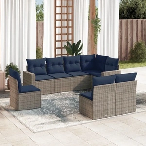 Модулен градински диван с възглавници, 8 части, полиратан, сив