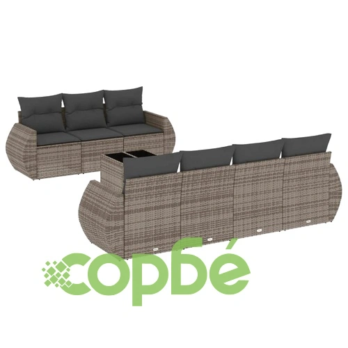 Градински диван с възглавници от полиратан, 8 части, сив ➤ топ цена ➤ sorbe.bg