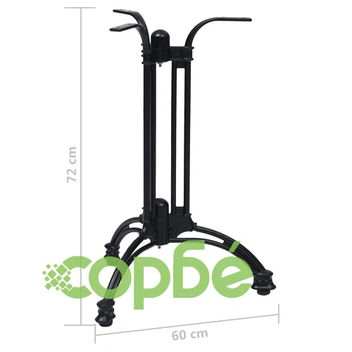 Крак за маса Bistro от лят алуминий, черен, 60x72 cm ➤ топ цена ➤ sorbe.bg