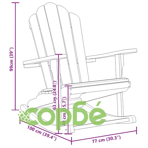 Люлеещ се стол Adirondack, 2 броя, кафяв, масивна тикова дървесина, 100 x 77 x 99 см ➤ топ цена ➤ sorbe.bg