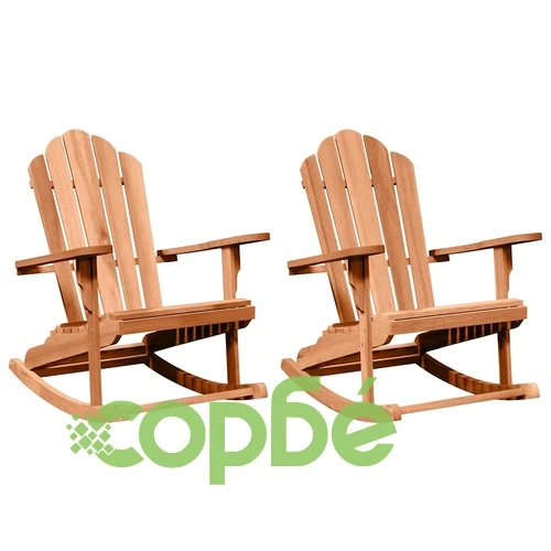 Люлеещ се стол Adirondack, 2 броя, кафяв, масивна тикова дървесина, 100 x 77 x 99 см ➤ топ цена ➤ sorbe.bg