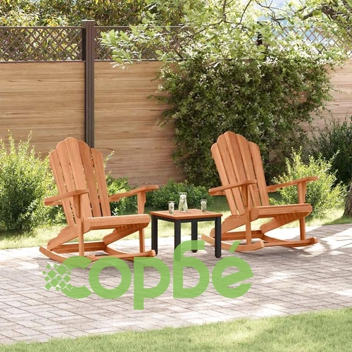 Люлеещ се стол Adirondack, 2 броя, кафяв, масивна тикова дървесина, 100 x 77 x 99 см ➤ топ цена ➤ sorbe.bg