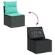 Градински комплект диван с възглавници, 6 части, полиратан, 55 x 55 см, черен