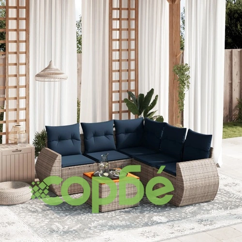 Модулен градински диван с възглавници 6 части PE ратан сив ➤ топ цена ➤ sorbe.bg