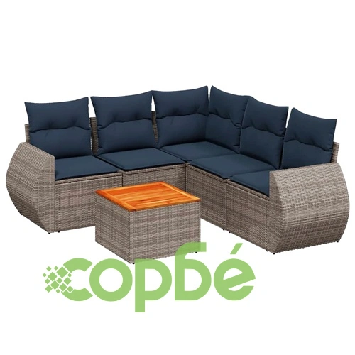 Модулен градински диван с възглавници 6 части PE ратан сив ➤ топ цена ➤ sorbe.bg