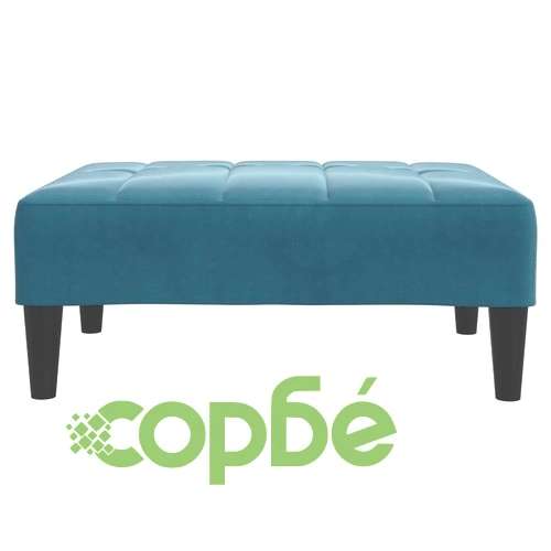 2-местно разтегателно канапе с табуретка, синьо кадифе, 220 x 100 см ➤ топ цена ➤ sorbe.bg