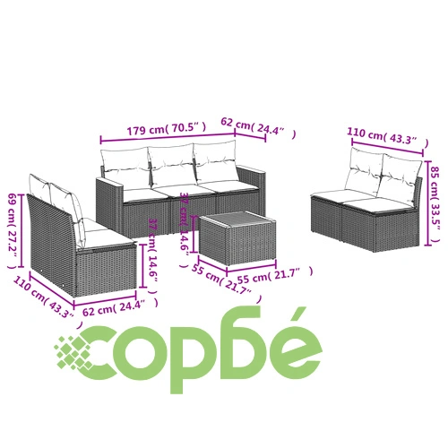 Градински комплект диван с възглавници PE ратан 8 части сив ➤ топ цена ➤ sorbe.bg