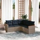Градински диван от полиратан с възглавници, 5 части, сив