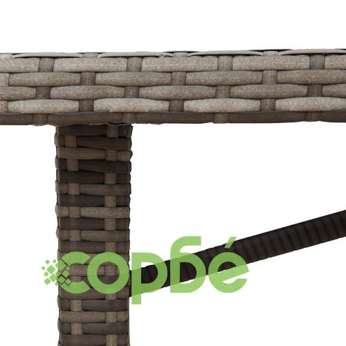 Комплект за хранене в градината от 7 части - сив поли-ратан със стъклен плот ➤ топ цена ➤ sorbe.bg