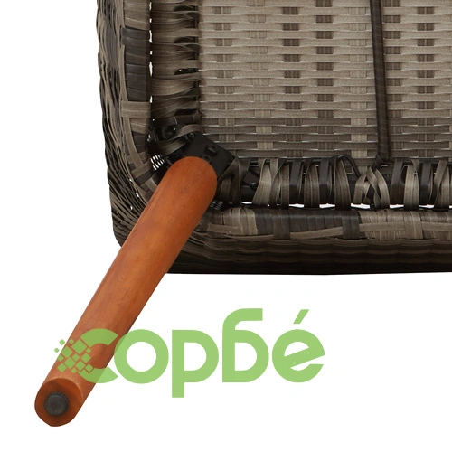 9 Части Градински Комплект за Хранене от Сив Поли Ратан ➤ топ цена ➤ sorbe.bg