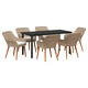 Комплект градинска трапезария 7 части от поли ратан в бежов цвят