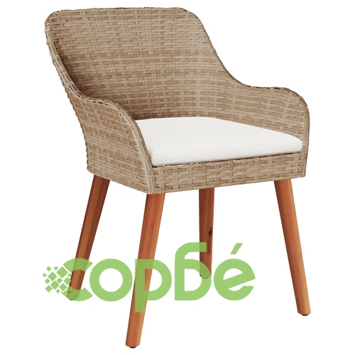 Комплект градинска трапезария 7 части от поли ратан в бежов цвят ➤ топ цена ➤ sorbe.bg