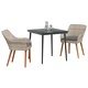 Трапезен комплект 3 части светлосив полиратан с възглавнички