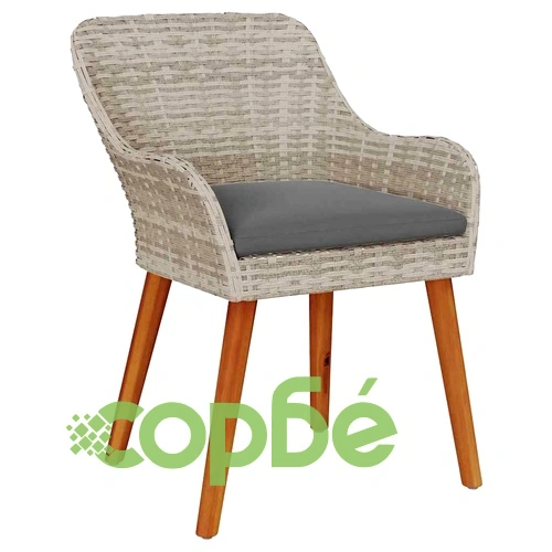 Трапезен комплект от полиратан 7 части светлосив с възглавнички ➤ топ цена ➤ sorbe.bg