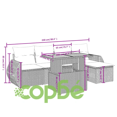 Градински диван с възглавници от полиратан, 6 части, сив ➤ топ цена ➤ sorbe.bg