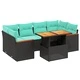 Градински комплект диван 7 части с възглавници черен полиратан PE